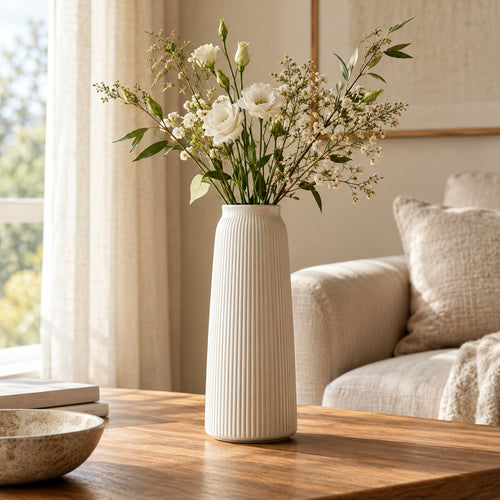 qorxdy Dune Ribbed Ceramic Vase — scene view