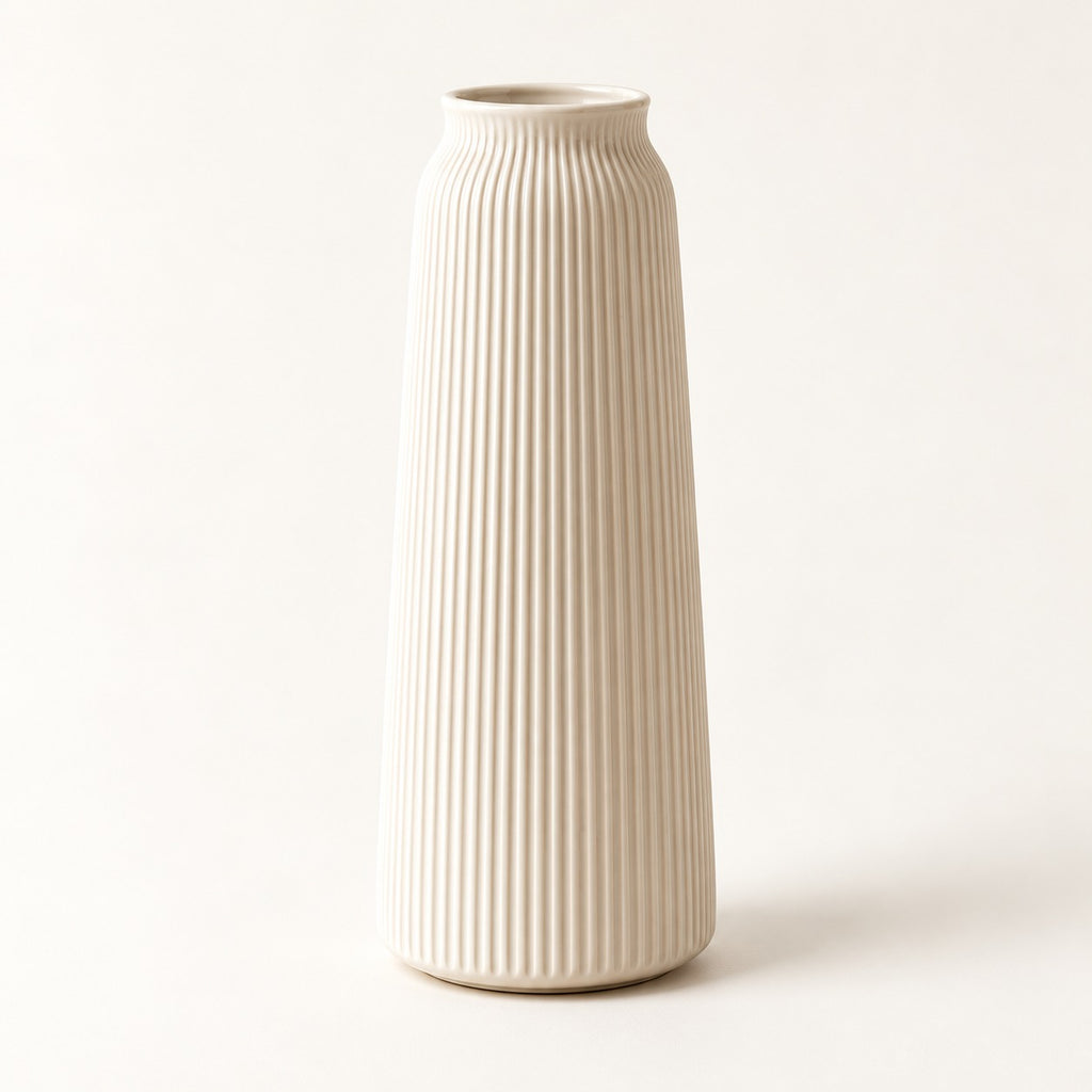 qorxdy Dune Ribbed Ceramic Vase — studio product view