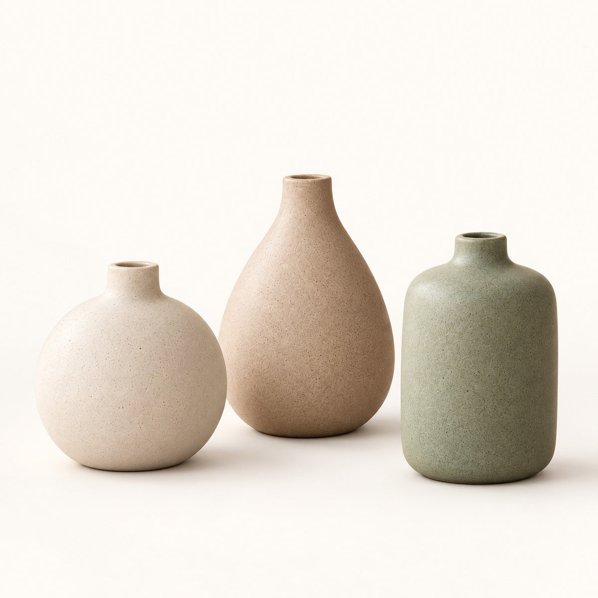 qorxdy Pebble Bud Vase Trio — studio product view