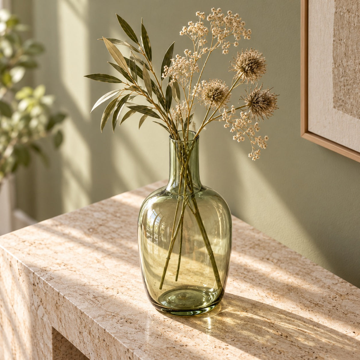qorxdy Sage Glass Bottle Vase — alternate detail view