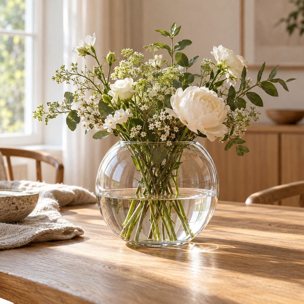qorxdy Clear Round Bouquet Vase — scene view